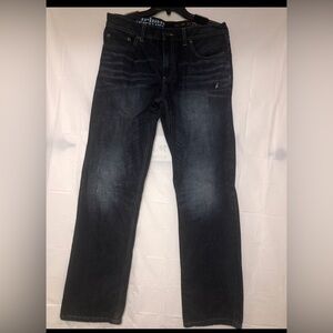 Urban Pipeline slim straight jeans dark blue fade mens 36x34